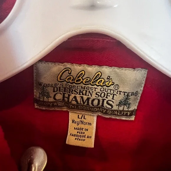 CLEARANCE Men’s Large Red Cabela’s Chamois Button Down Shirt - Picture 5 of 9